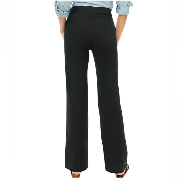 J. Crew Lizzie Wide Leg Pocket Linen Blend Pants high rise NWT 25P Black - Picture 2 of 9